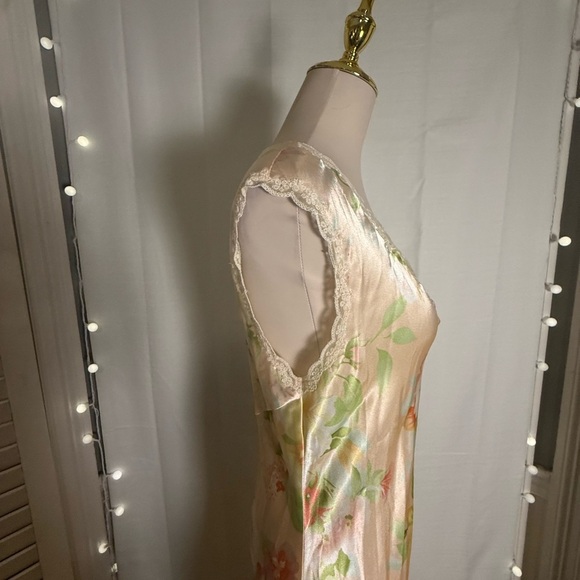 Oscar de la Renta Pink Label Satin Floral Nightgown Slip Dress Women’s S - Picture 2 of 7